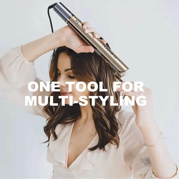 Gold Hair Straightener and Curler 2 in 1, Flat Iron Curling Iron in One, 1 inch - Picture 6 of 13